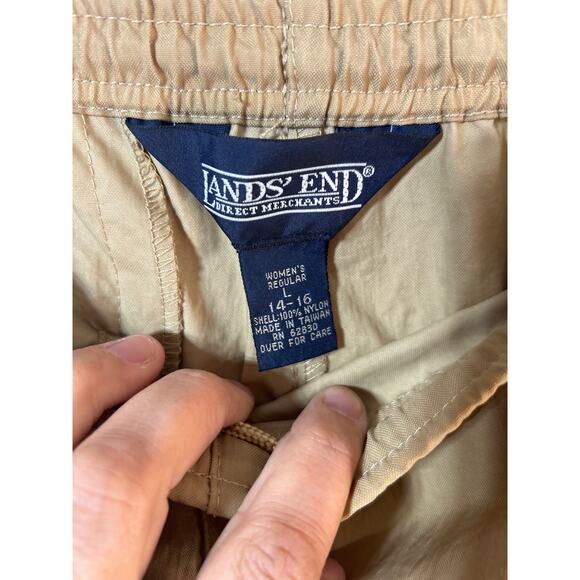 Vintage Lands End Track Suit Tan Jacket Windbreaker Medium Pants Large Nylon - Picture 15 of 16